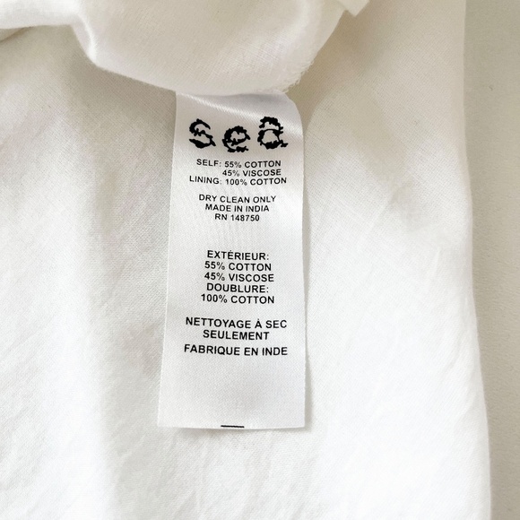 Sea New York Tie Neck Mini Dress White Size 4 Ruffle, Pom-Pom & Tassel Accents - Picture 10 of 14